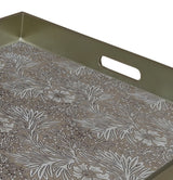 Handmade Reverse Painted Mirror Tray  Sand Floral - Extra Large Arcadia Home