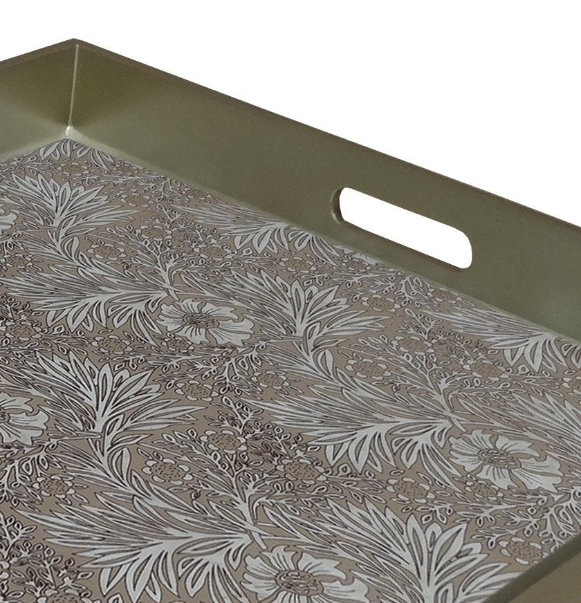 Handmade Reverse Painted Mirror Tray  Sand Floral - Extra Large