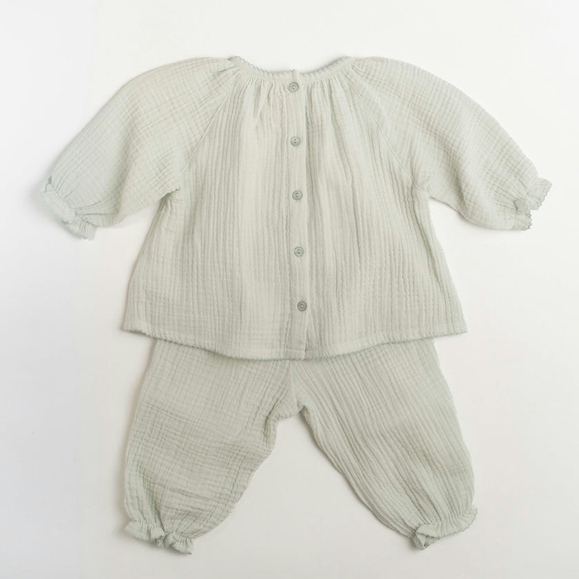 Gauze Two Piece Set in Embroidered Stars