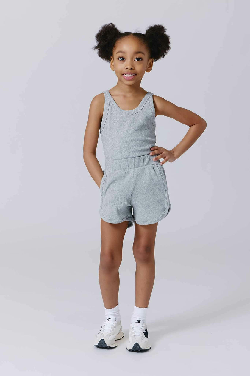 Girls Rib Shorts in Collegiate Gray