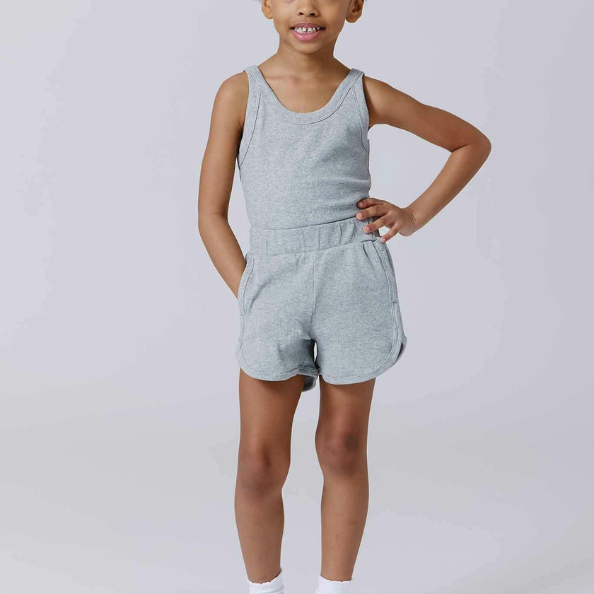 Girls Rib Shorts in Collegiate Gray