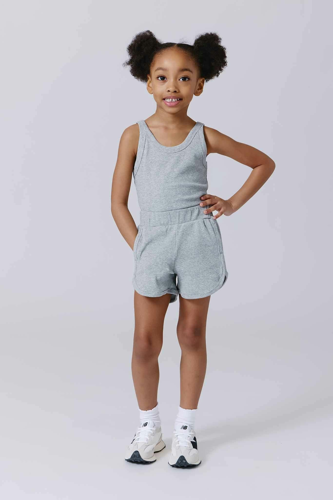 Girls Rib Shorts in Collegiate Gray