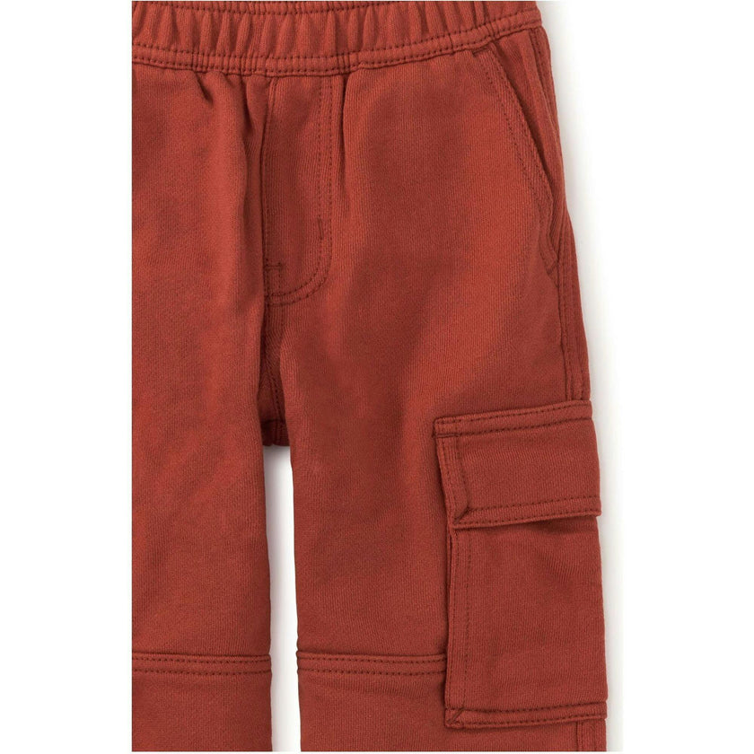 Cargo Elastic Waist Lined Knee Pocket Joggers, Red