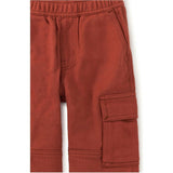 Cargo Elastic Waist Lined Knee Pocket Joggers, Red
