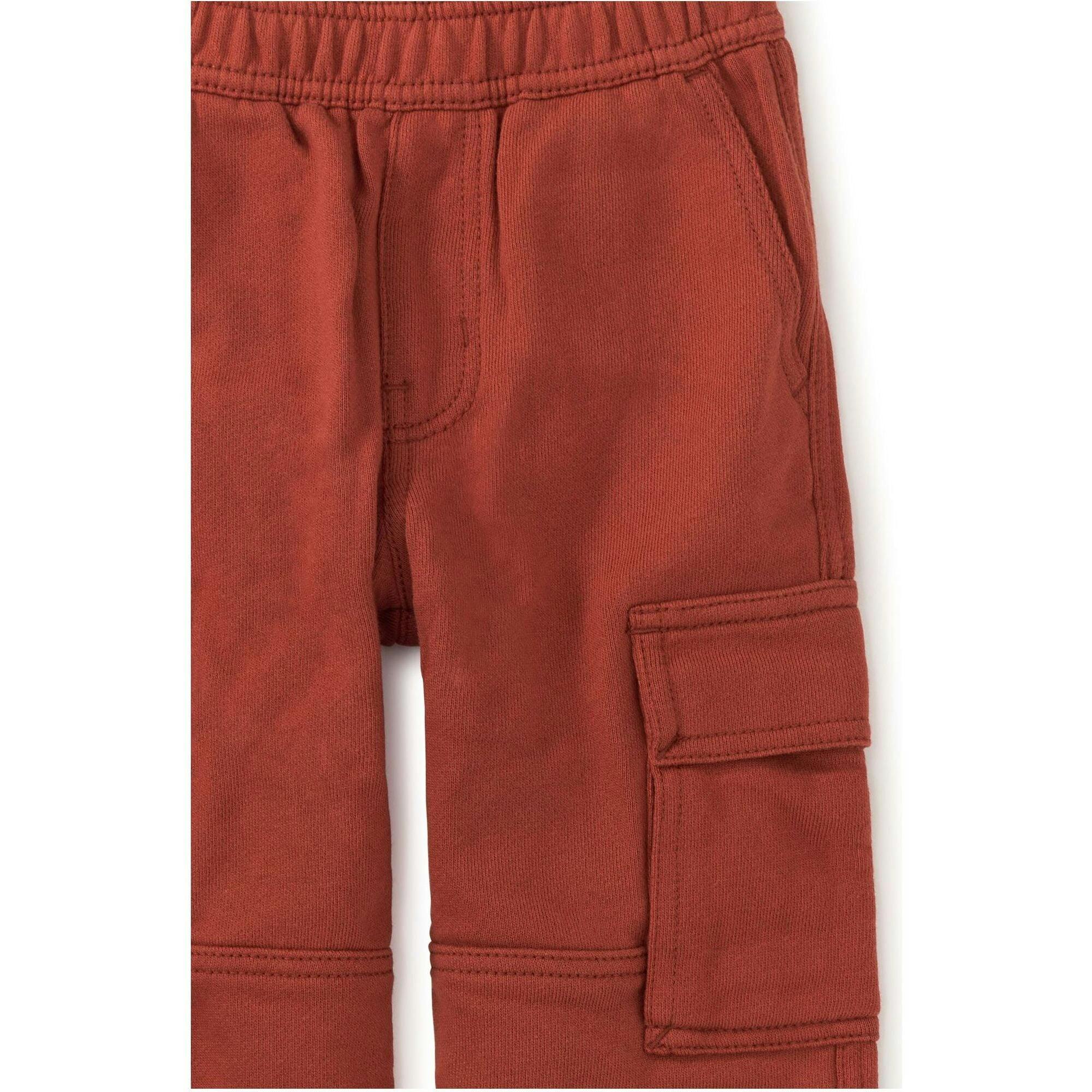 Cargo Elastic Waist Lined Knee Pocket Joggers, Red
