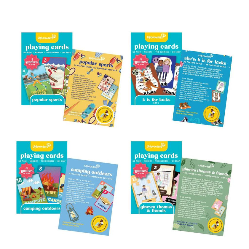Upbounders® 4-in-1 Kids Playing Card CDU, 12 units assorted