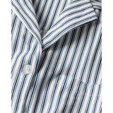 The Olivia Wide Leg Pima Pajama Set in Navy French Ticking