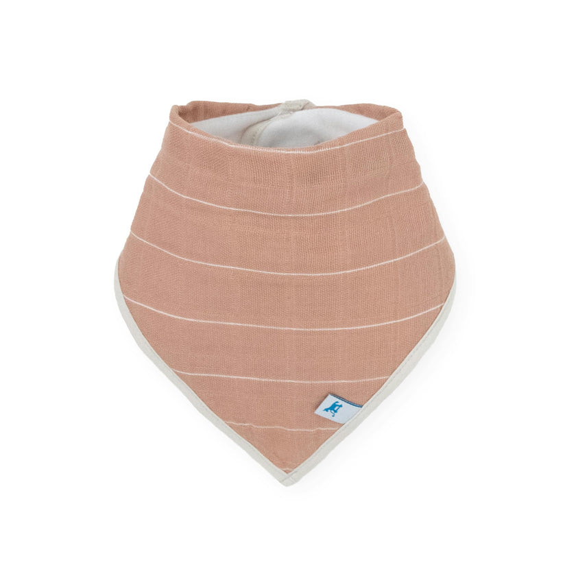 Cotton Muslin + Fleece Bandana Bib 4 Pack - Mauve Stripe