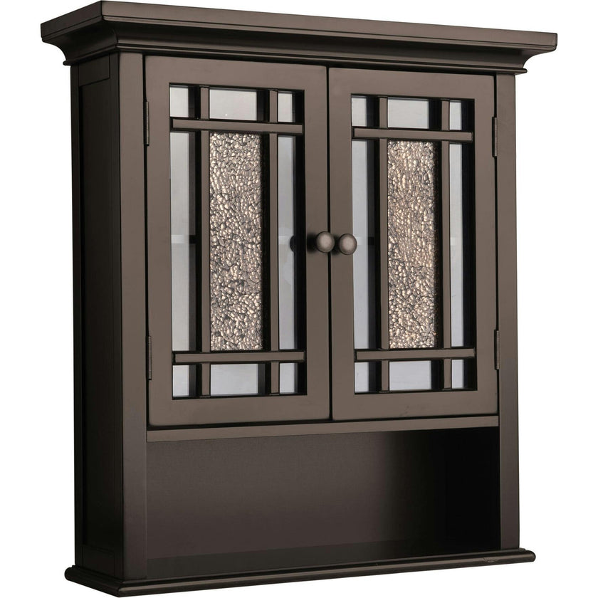Windsor Wooden Wall Cabinet with Glass Mosaic Doors