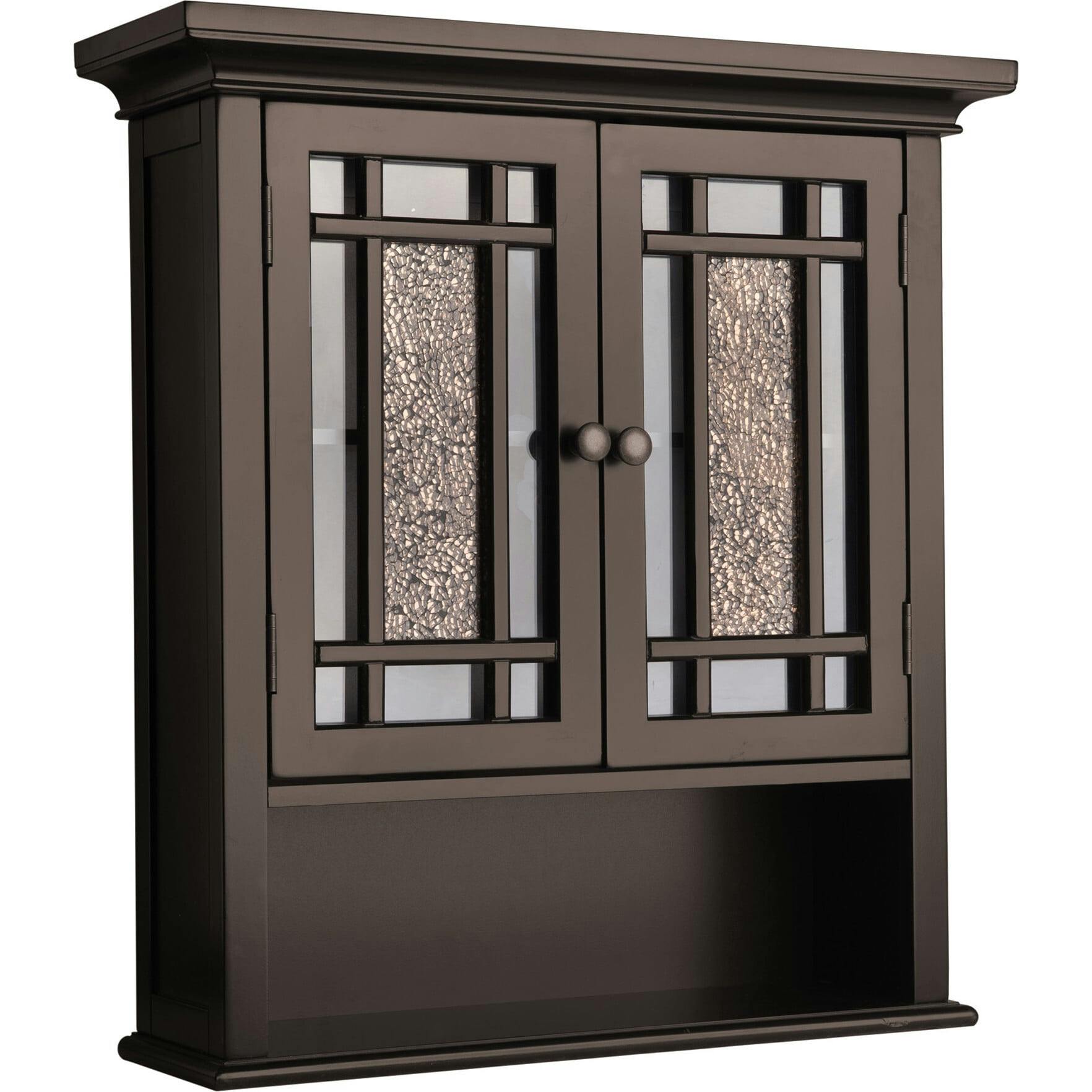 Windsor Wooden Wall Cabinet with Glass Mosaic Doors