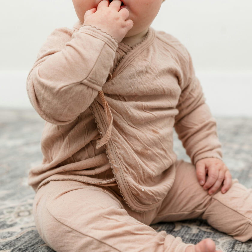 Crinkled Jersey Wrap 2Pc Set Blue