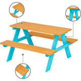 Outdoor Picnic Table & Chair Set - Wood / Petrol