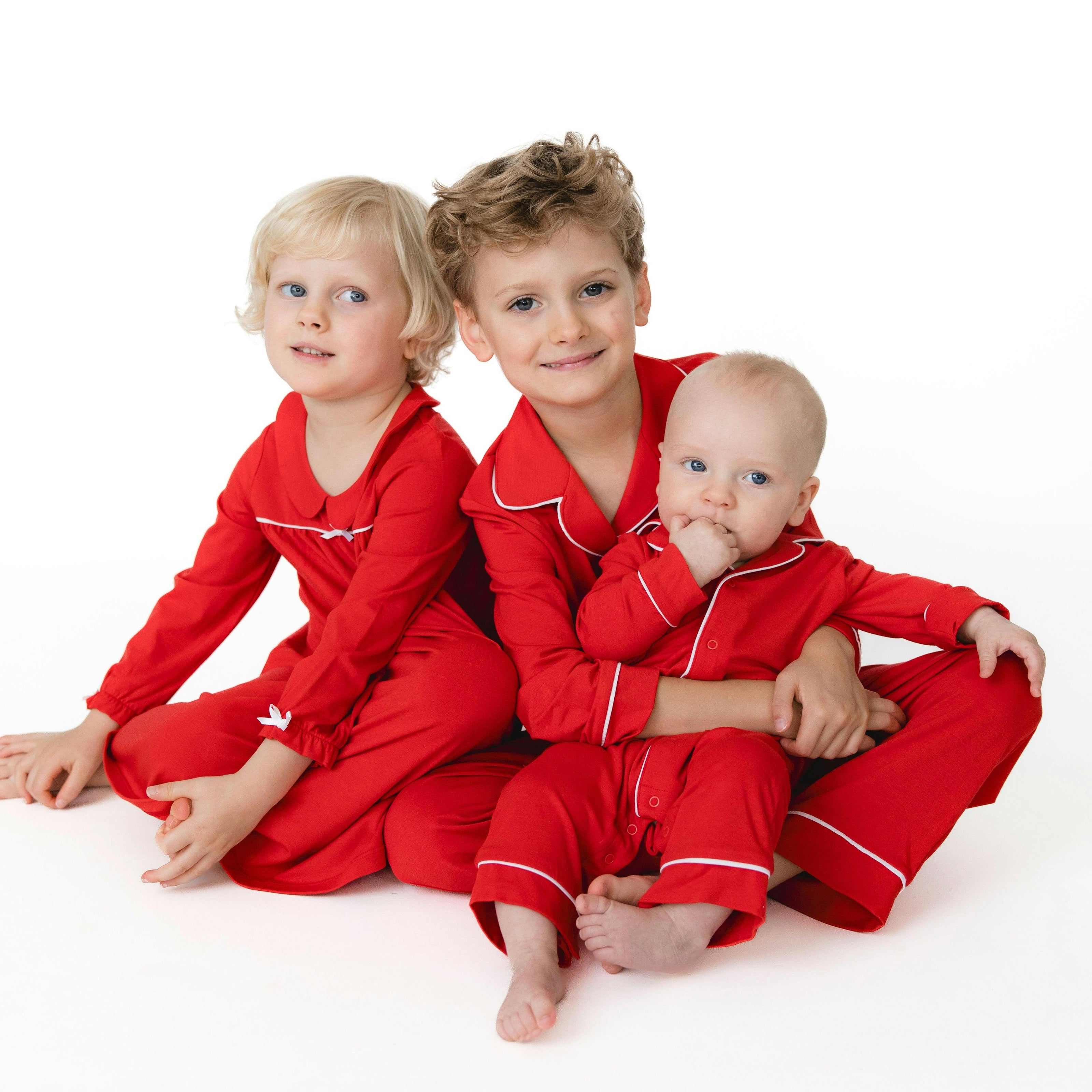 Ribbon Red - Knit Flame Resistant Long Sleeve Coat Style Romper