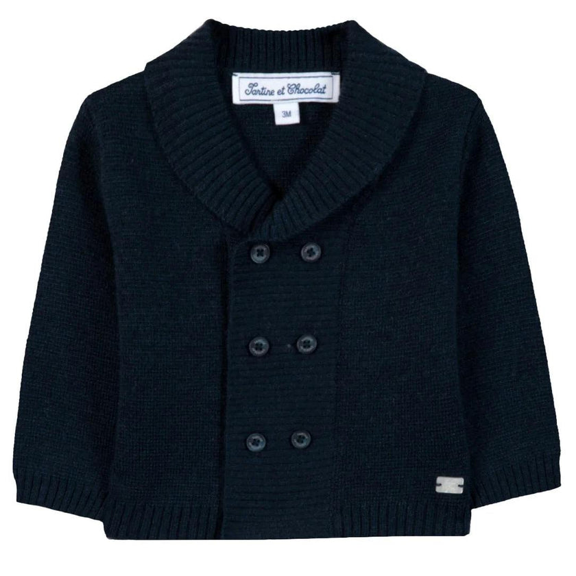 TARTINE ET CHOCOLAT Double Breasted Baby Cardigan - Marine