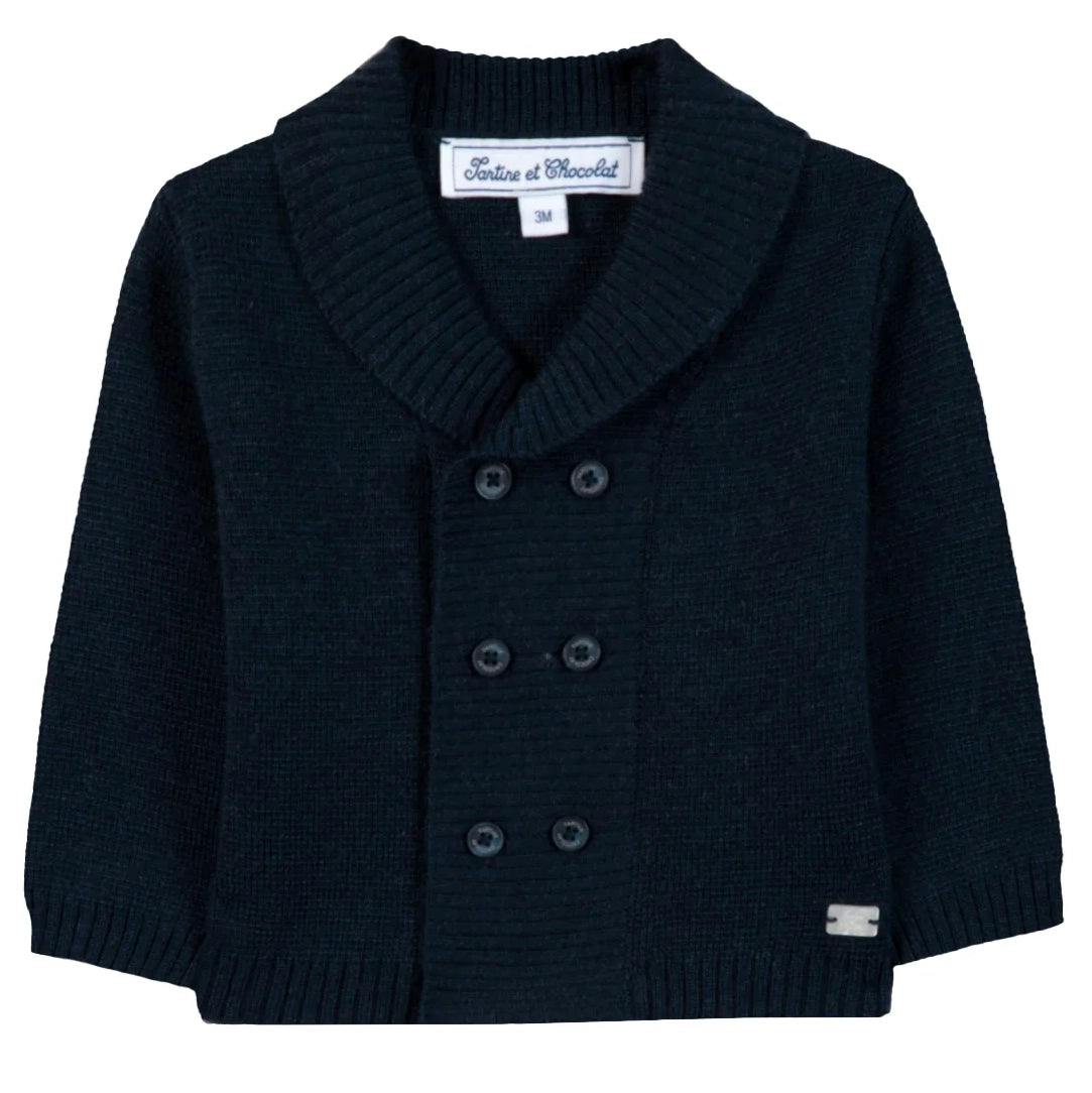 TARTINE ET CHOCOLAT Double Breasted Baby Cardigan - Marine