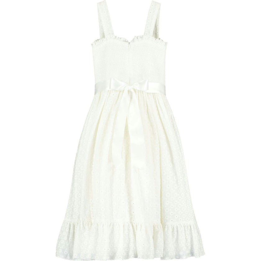 Ava Smocked Embroidered Cotton Girls Occasion Dress