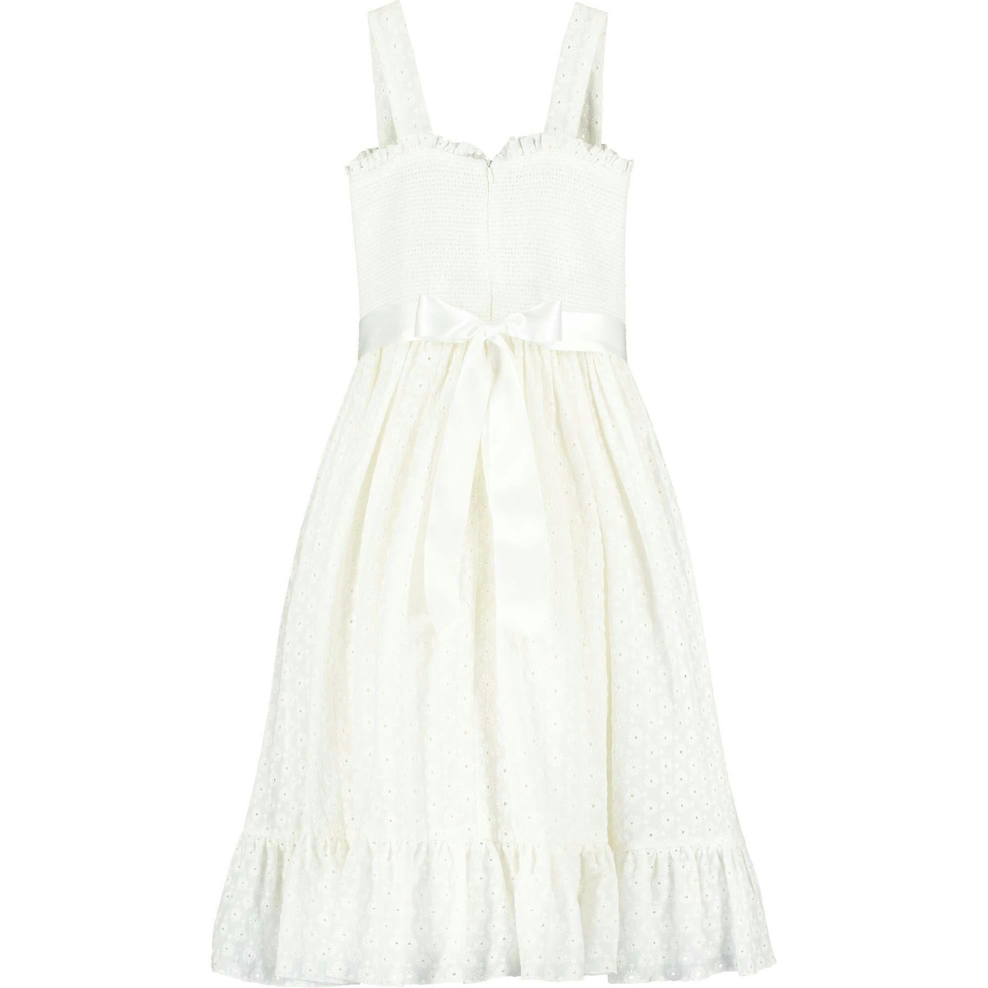 Ava Smocked Embroidered Cotton Girls Occasion Dress