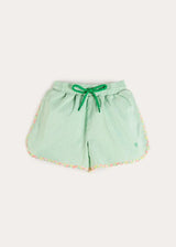 Striped Annie Apple Trim Detail Swim Shorts in Green (12mths- 10yrs)