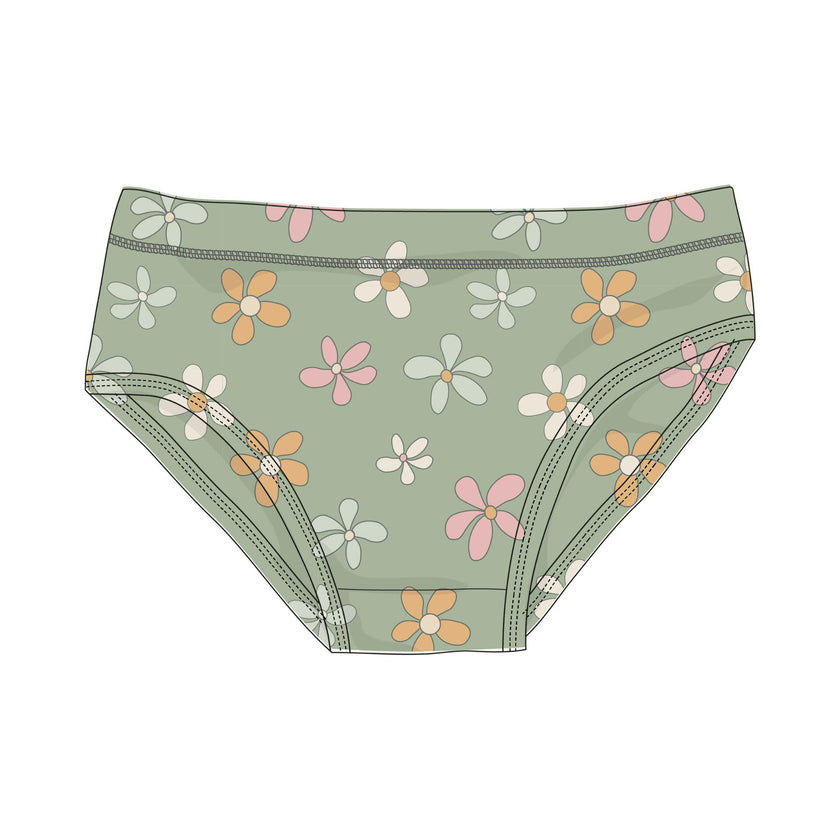 Girls Underwear in Sketched Daisy