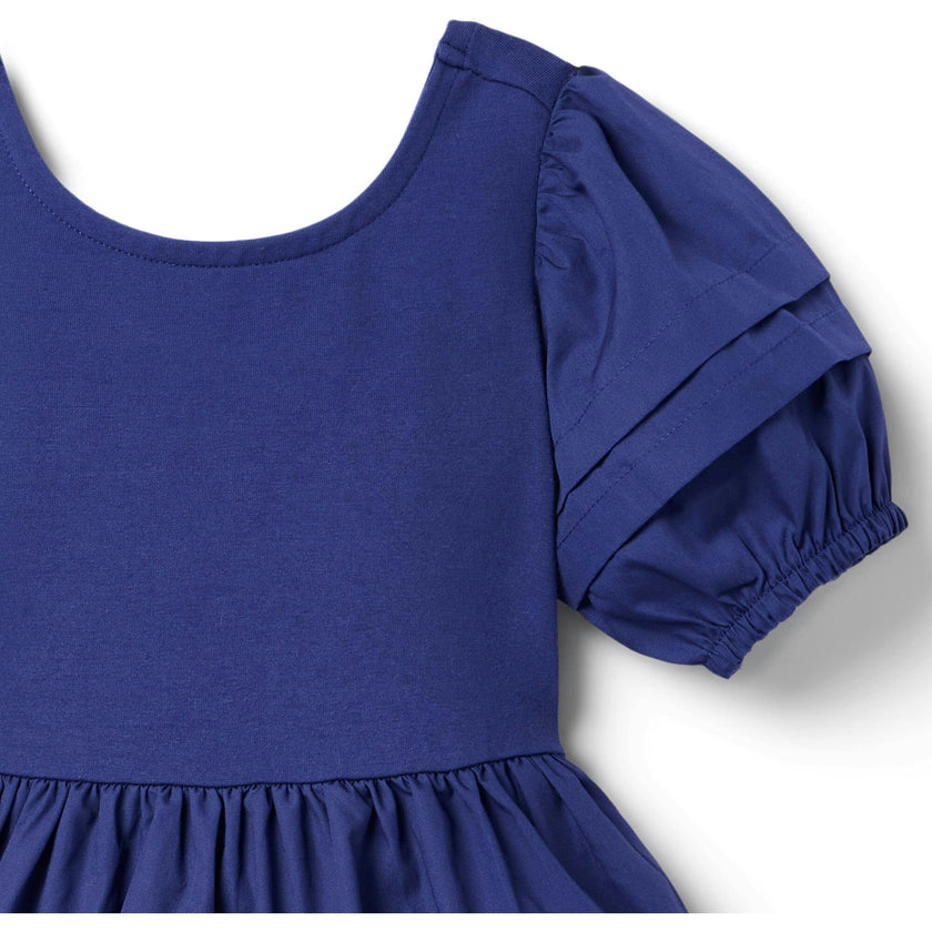 Pintuck Puff Sleeve Dress
