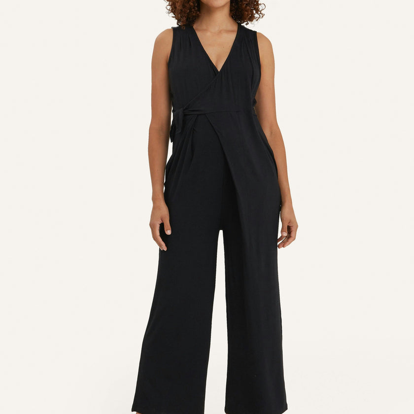 Women's Maternity Francesca Sleeveless Wrap-Tie Jumpsuit