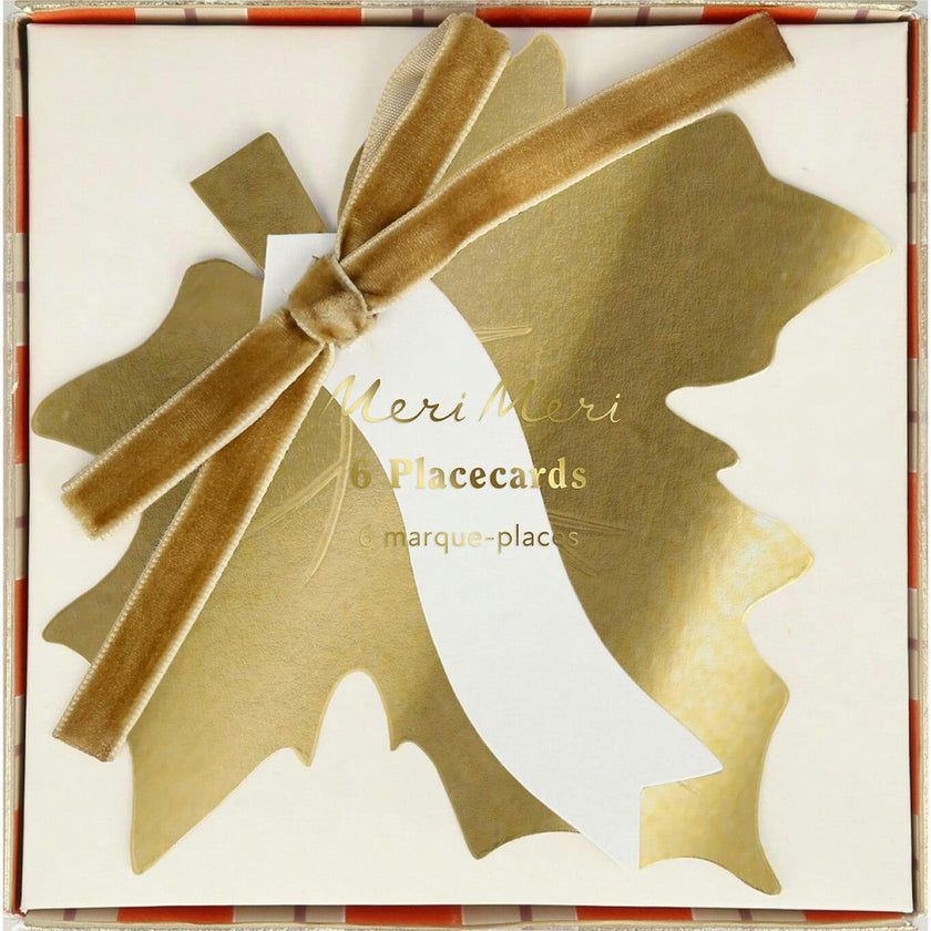 Gold Leaf Bow Place Cards