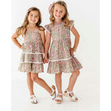 Block Print Bloom Ruffle Dress