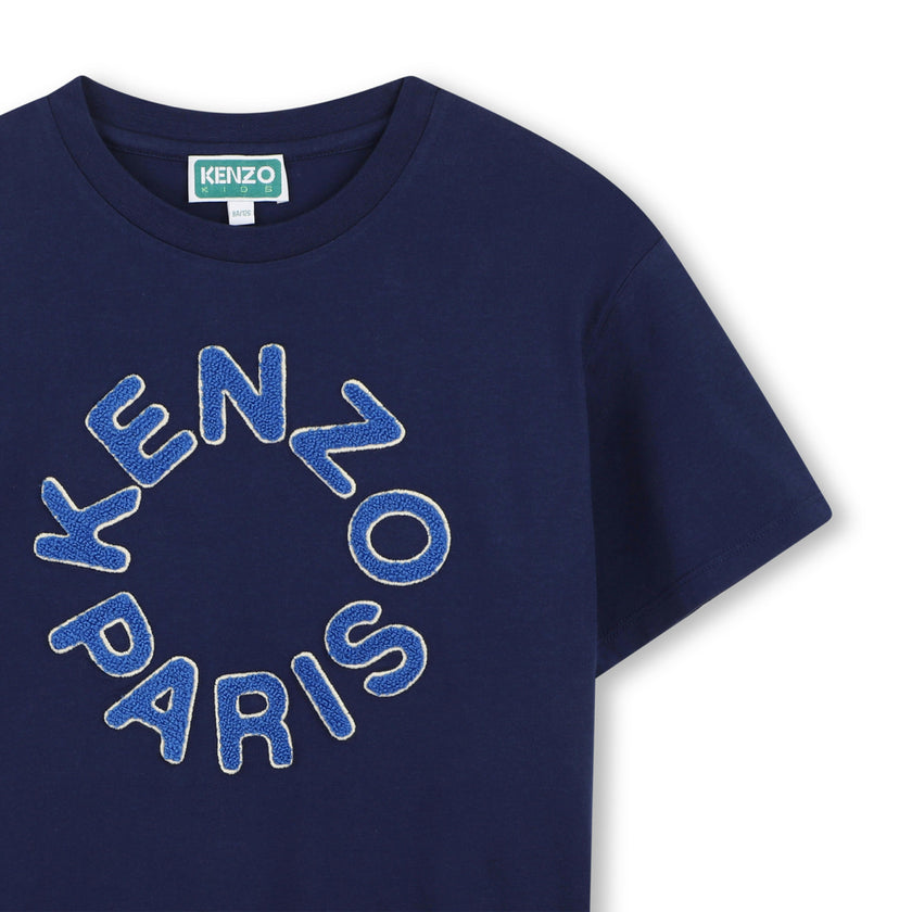 Medieval Blue Paris Embroidered Logo Tee