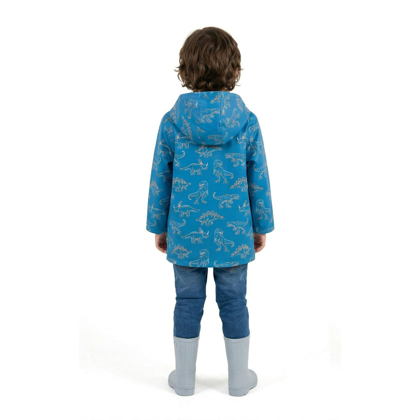 Boys Allover Print Raincoat | Blue Dino