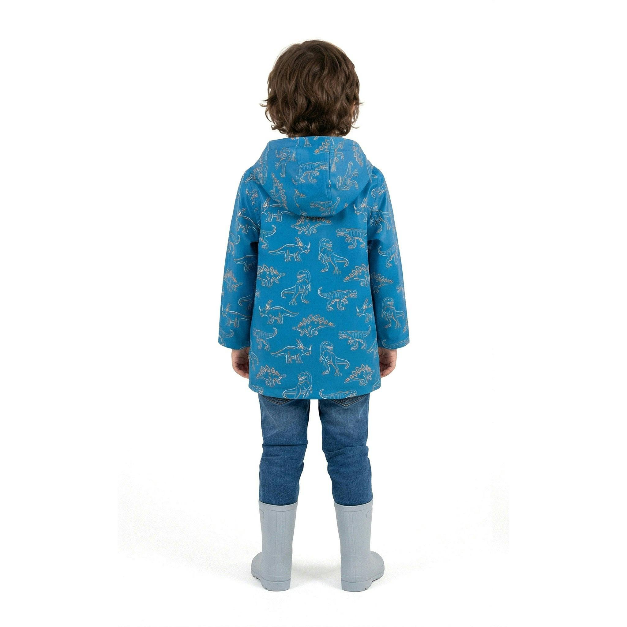 Boys Allover Print Raincoat | Blue Dino