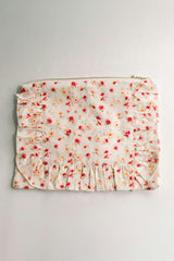 Sunset Petal Timeless Floral Ruffle Zipper Pouch