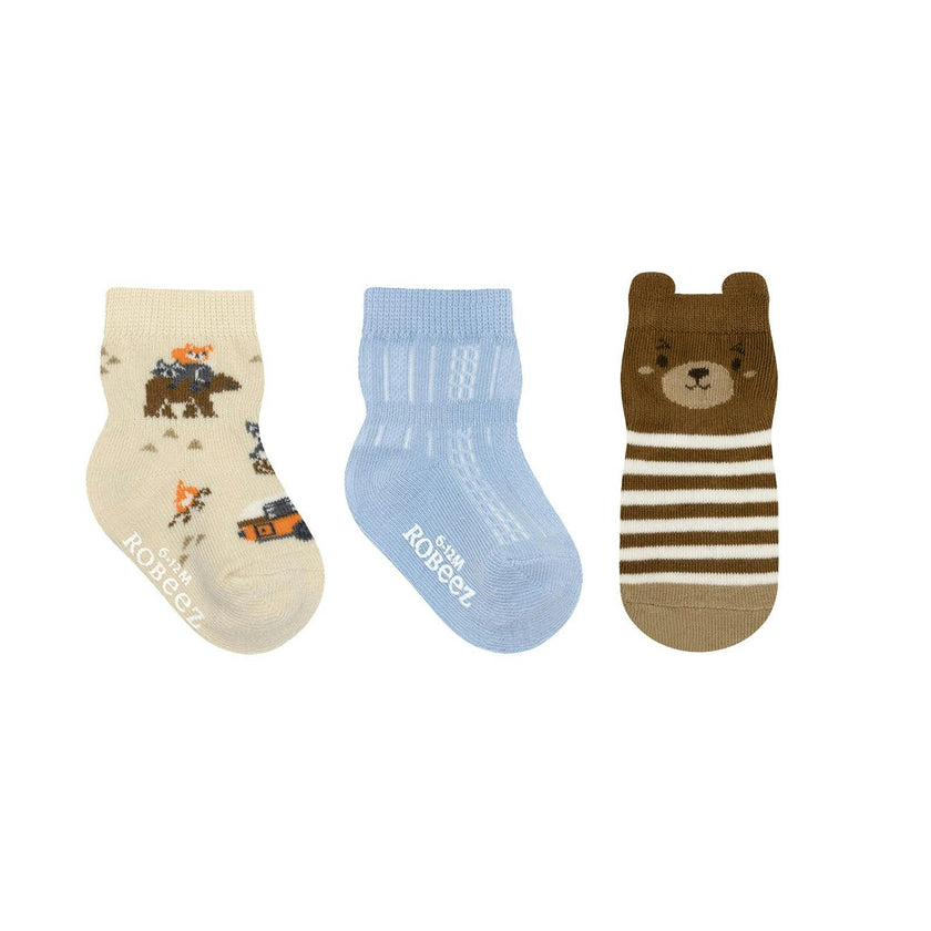 Let's Go Camping Tan 3pk Infant Hosiery