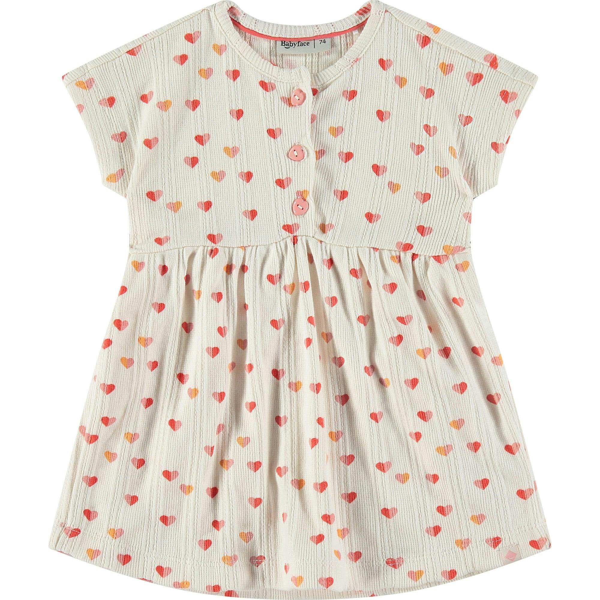 Hearts Print Ruffled Waist Short Sleeve Dress