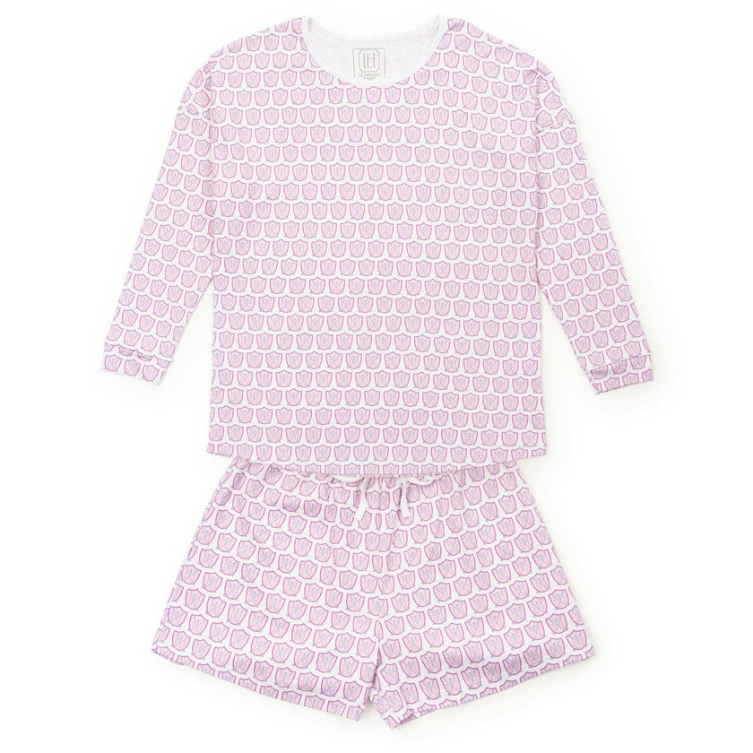 Anna Women's Longsleeve & Short Set - Golf Crest Pink