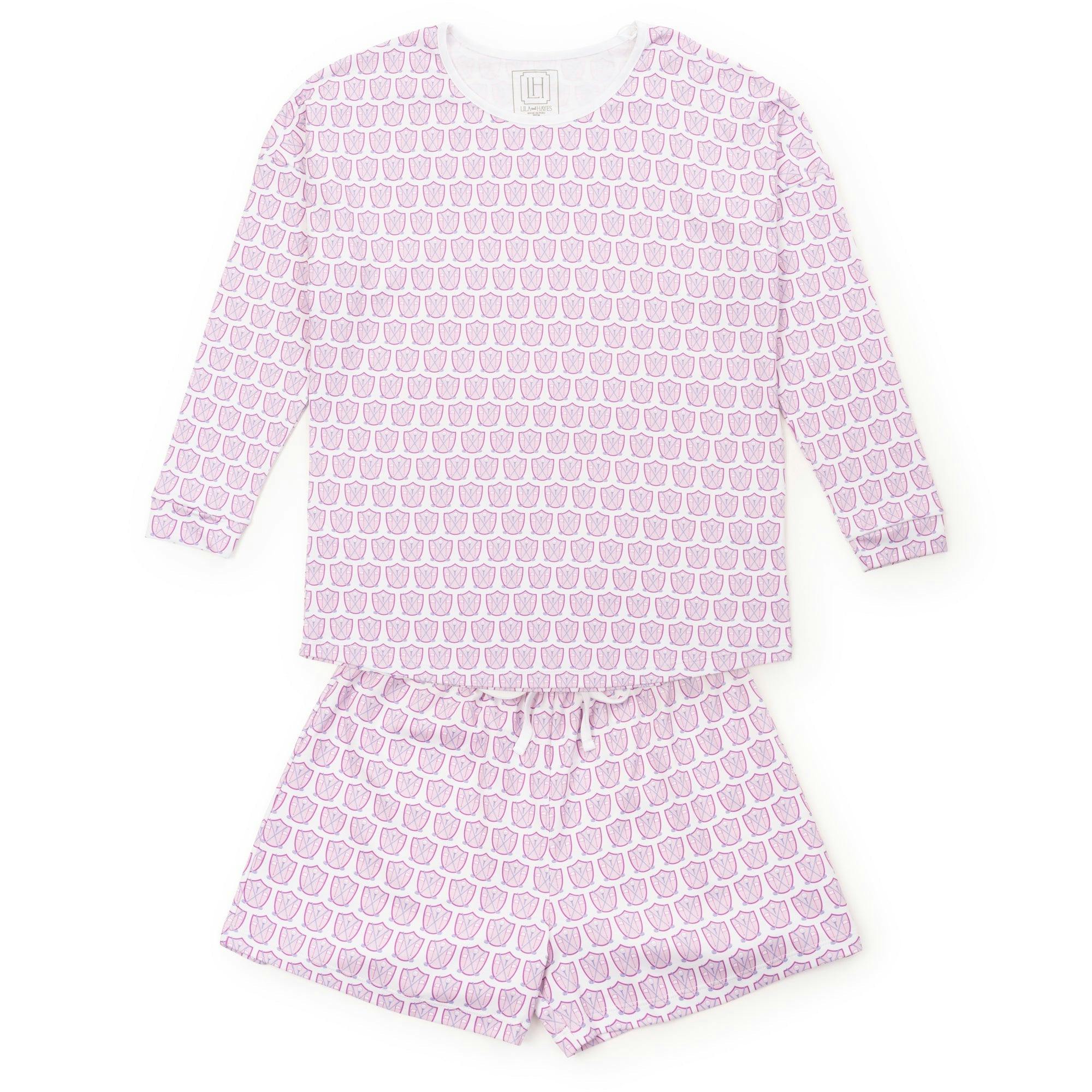 Anna Women's Longsleeve & Short Set - Golf Crest Pink