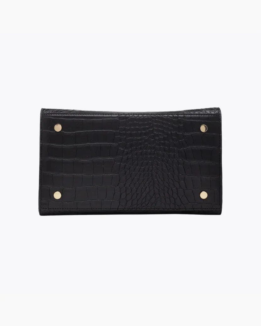 Medium Stylish, Chic Insulated Lunchbox, Black Croc