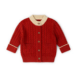 Burnt Ochre Snuggly Knitted Cardigan, Red
