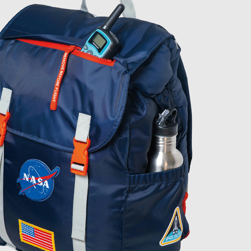 Sleep-N-Pack™ – Big Kid Size | NASA Official Logo & Patches | 2-in-1 Backpack & Sleeping Bag with Cozy Fleece Liner - NAVY