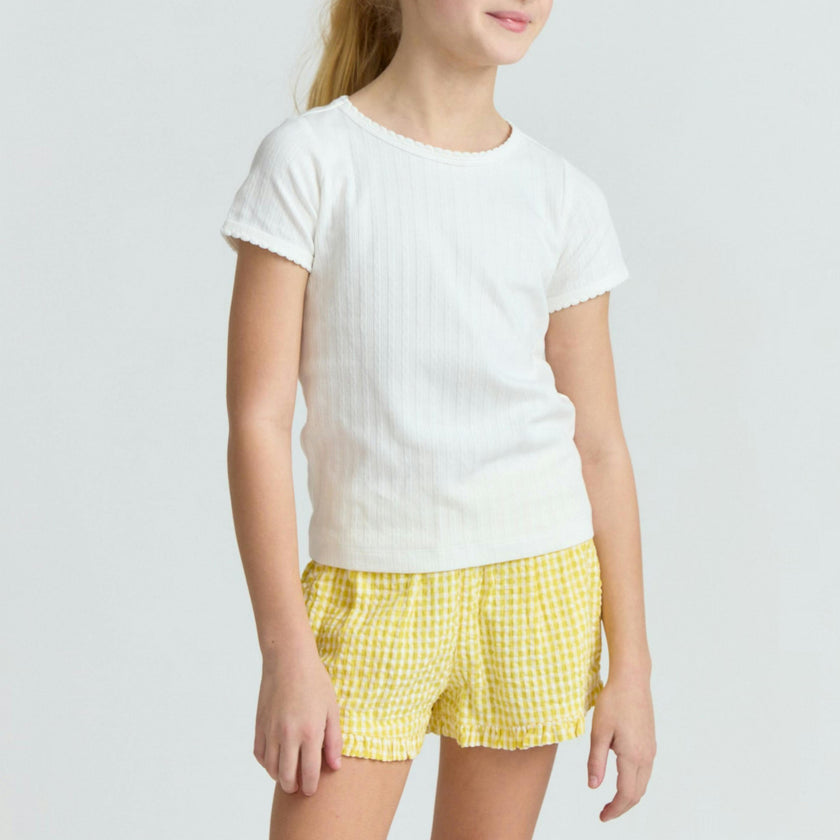 girls soleil gingham ruffle shorts