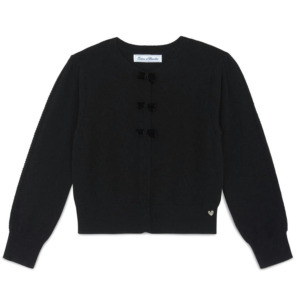 Wool And Cashmere Girl Cardigan With Knots