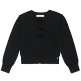 TARTINE ET CHOCOLAT WOOL AND CASHMERE GIRL CARDIGAN WITH KNOTS - BLACK