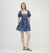 The Matilda Mini Dress - Navy Diamond Batik