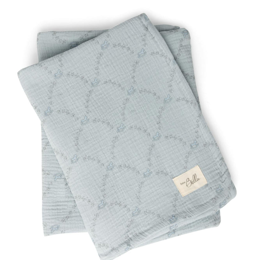 Rocking Print Swaddle Blue Mist