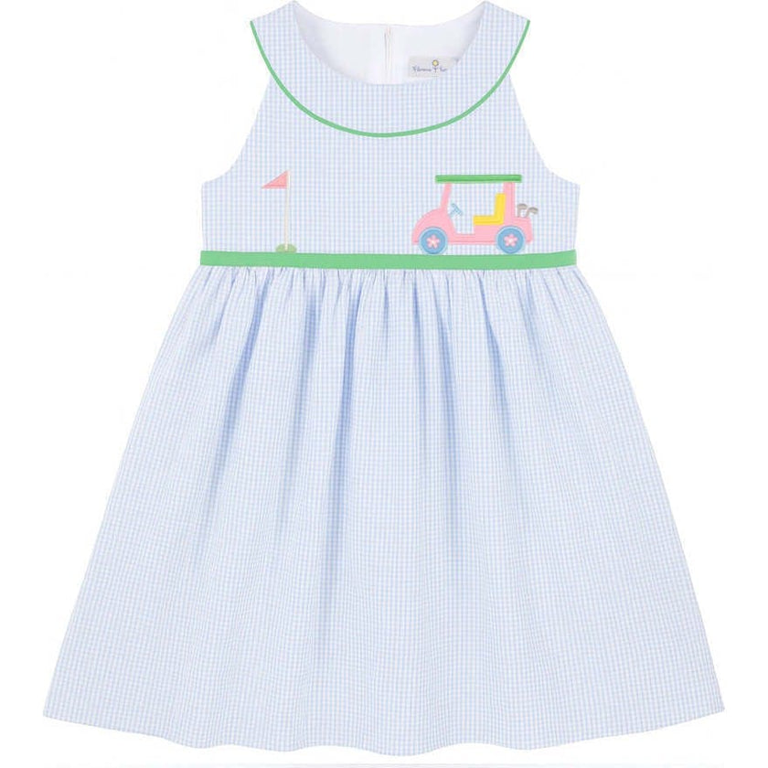 Check Seersucker Dress With Golf Cart