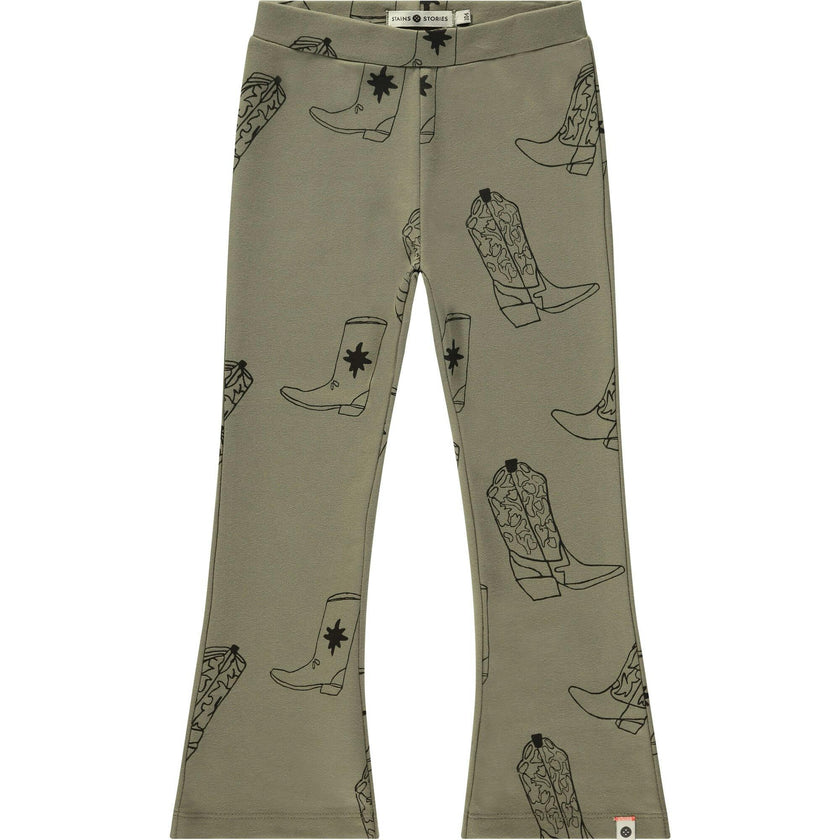 All-Over Cowgirl Boots Print Flared Pants