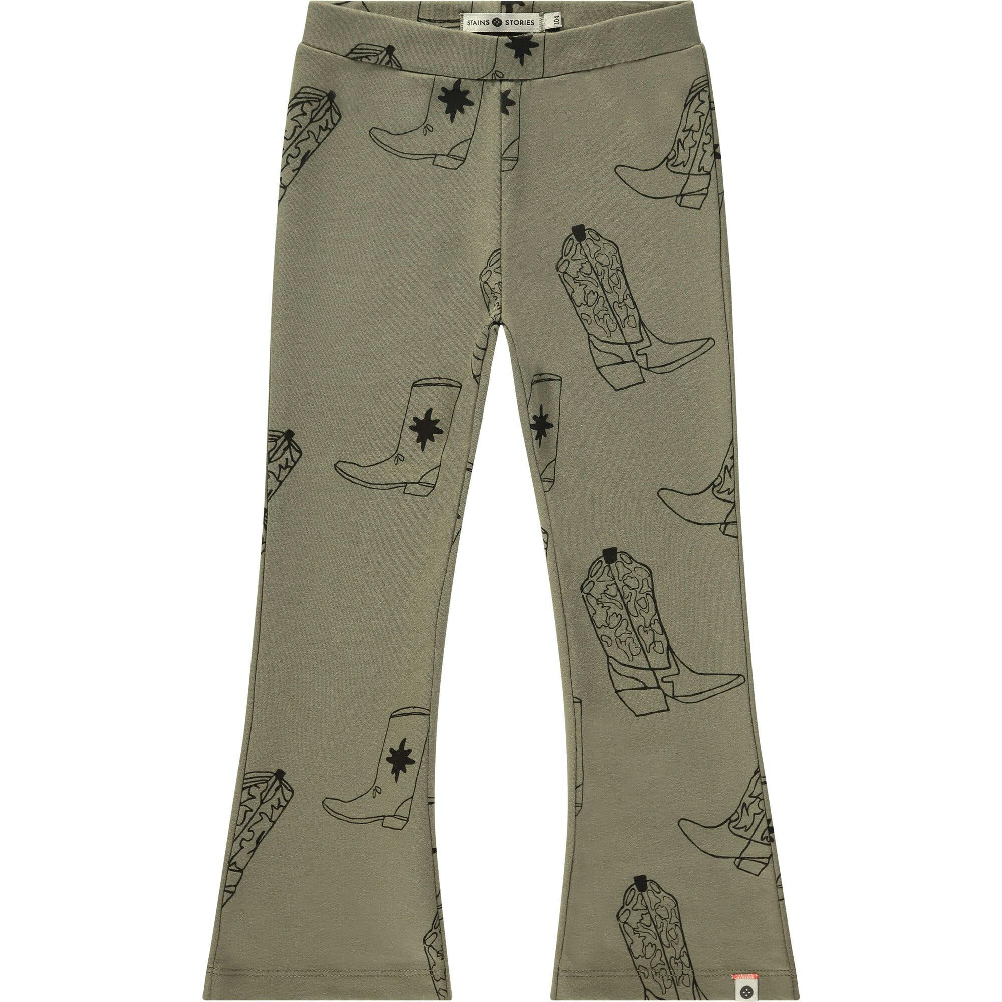 All-Over Cowgirl Boots Print Flared Pants