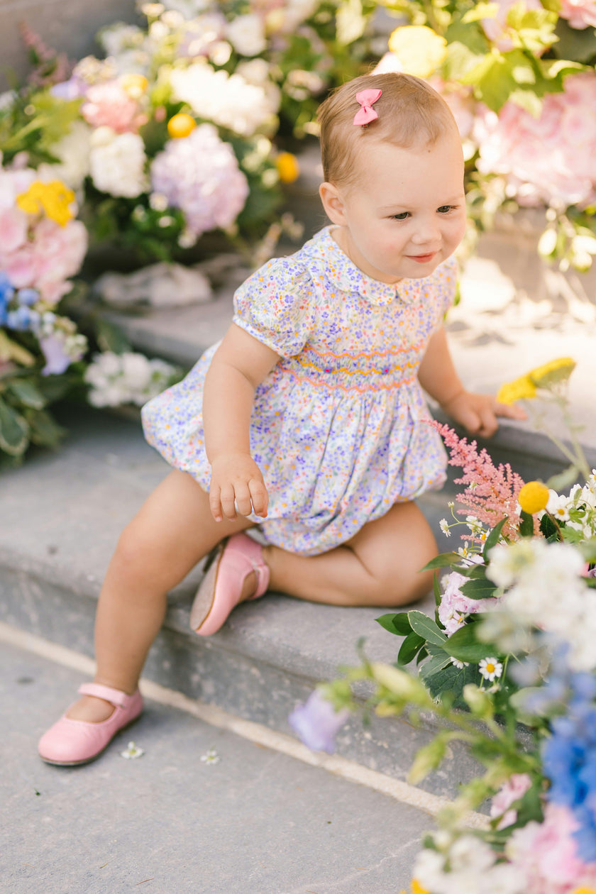 Ondine Blue Floral Short Sleeve Bubble Romper