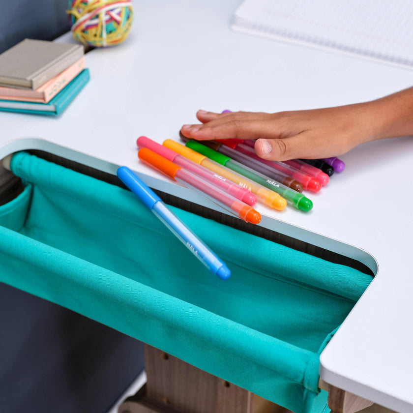 Grow Together™ Pocket Adjustable Wooden Desk and Chair – Gray Ash