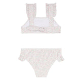 girls antique floral ruffle strap bikini
