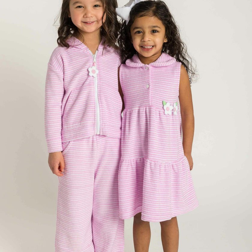 Stripe Terry Dress with Flowers